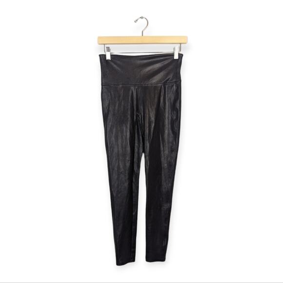 Spanx Black Faux Leather Sleek Casual Leggings Size MP - Picture 1 of 9